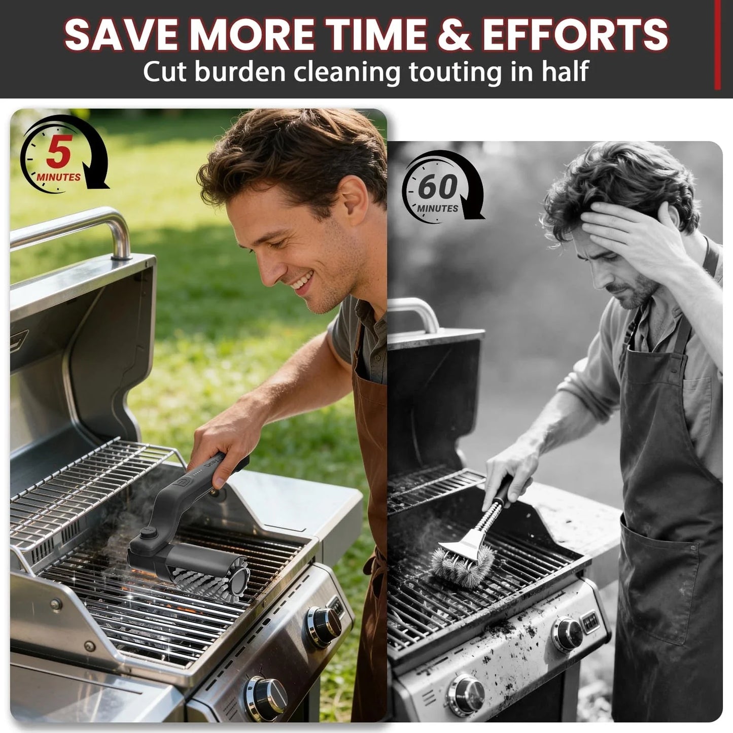 Gluschwein - Electric BBQ Grill Brush - So reinigen Sie Ihren Grill am effektivsten | Kabellos und wiederaufladbar