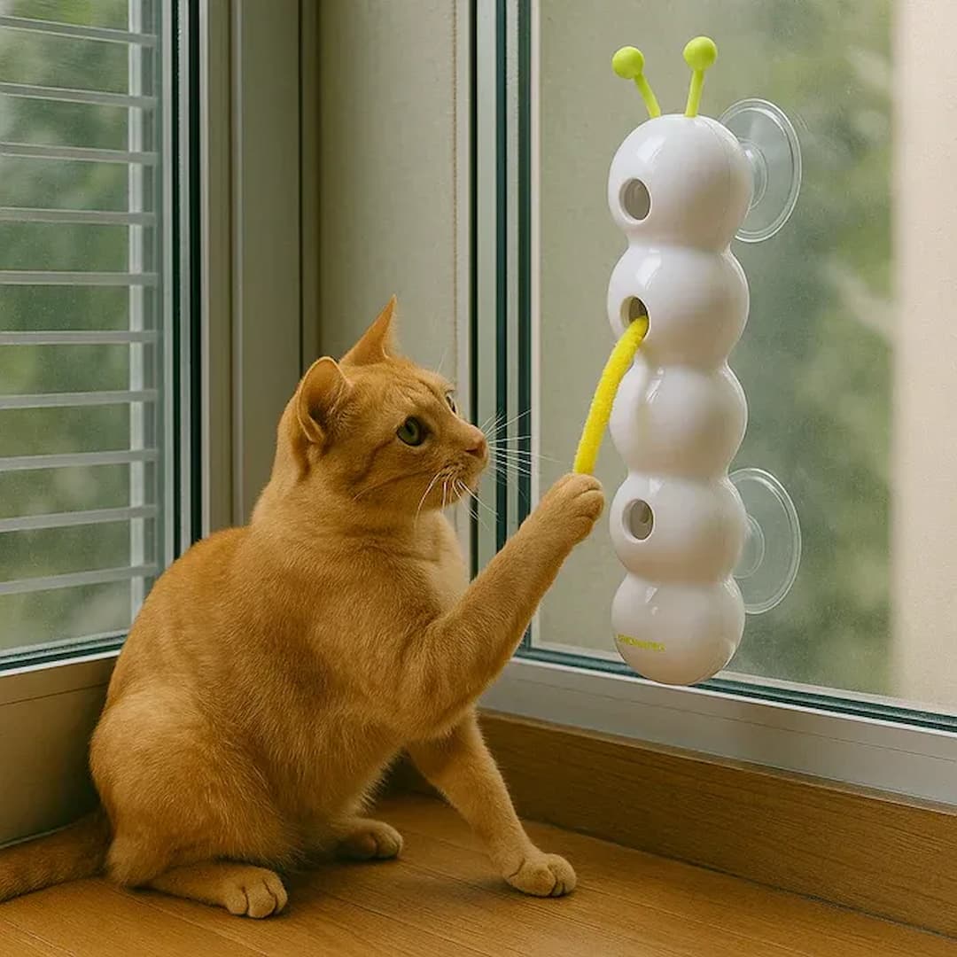 WormWhirl - Juguete interactivo para gatos con movimiento de caracol