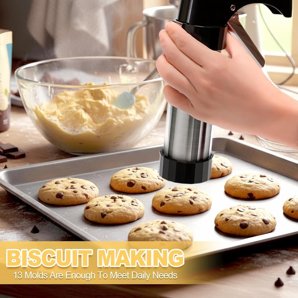 CookiePress - Edelstahl Spritzgebäckpresse Weihnachtsset — 13 Ausstechformen & 8 Tüllen