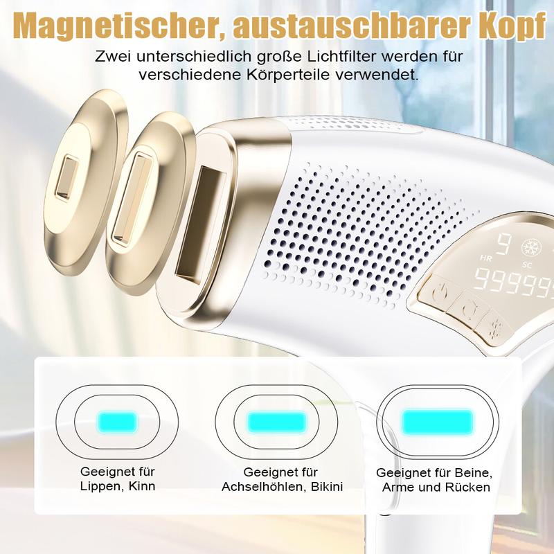 Gluschwein - Haarentfernungsgerät mit Kühlfunktion – schmerzfreie Haarentfernung im Gesicht und am Körper – inklusive Schutzbrille – ideal für den Heimgebrauch