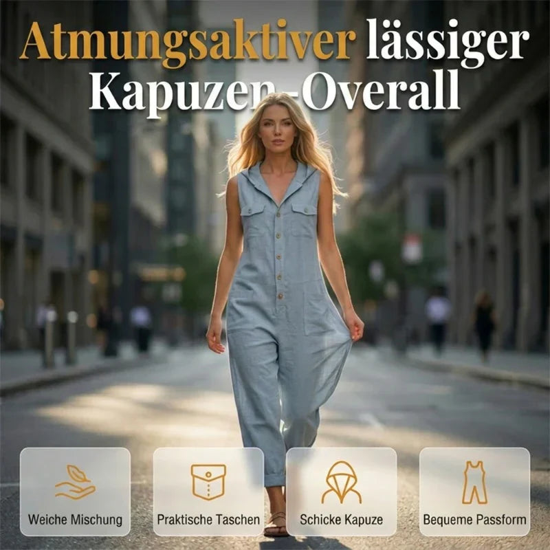 🎁2026 Neuheiten 55 % Rabatt💥Lässiger, ärmelloser Jumpsuit mit Kapuze für Damen