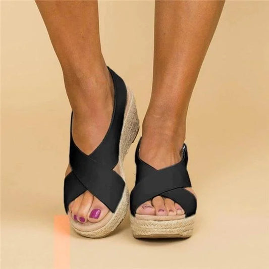 Isadora | Sandalen Orthopädische Sommerschuhe mit Weichem Fußbett und Eleganten Keilabsatz