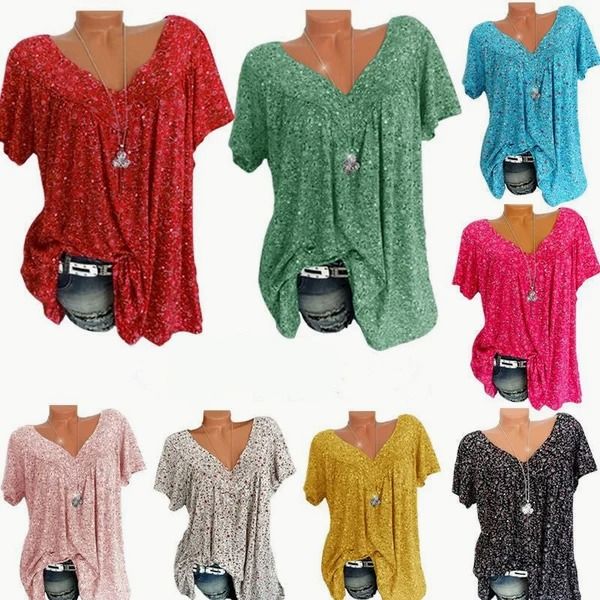 👚Damen Kurzarmbluse mit Frühlingsblumenprint: V-Ausschnitt & lockere Passform🎁