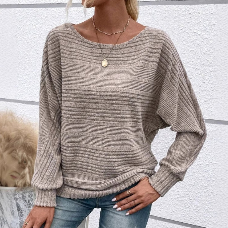 Gluschwein - ⏰Weiches, einfarbiges Pullover-Langarmoberteil mit Fledermausärmeln für Damen