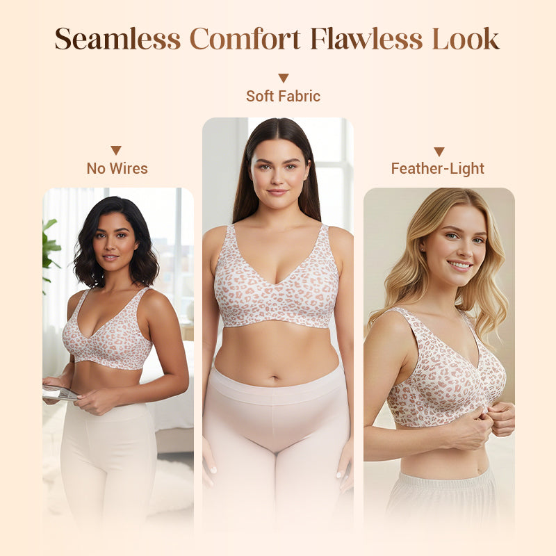 💜💜Jelly Wireless Damen Komfortable kabellose Push-up-BHs, nahtlose T-Shirt-BHs, BHs mit tiefem V-Ausschnitt für jeden Tag