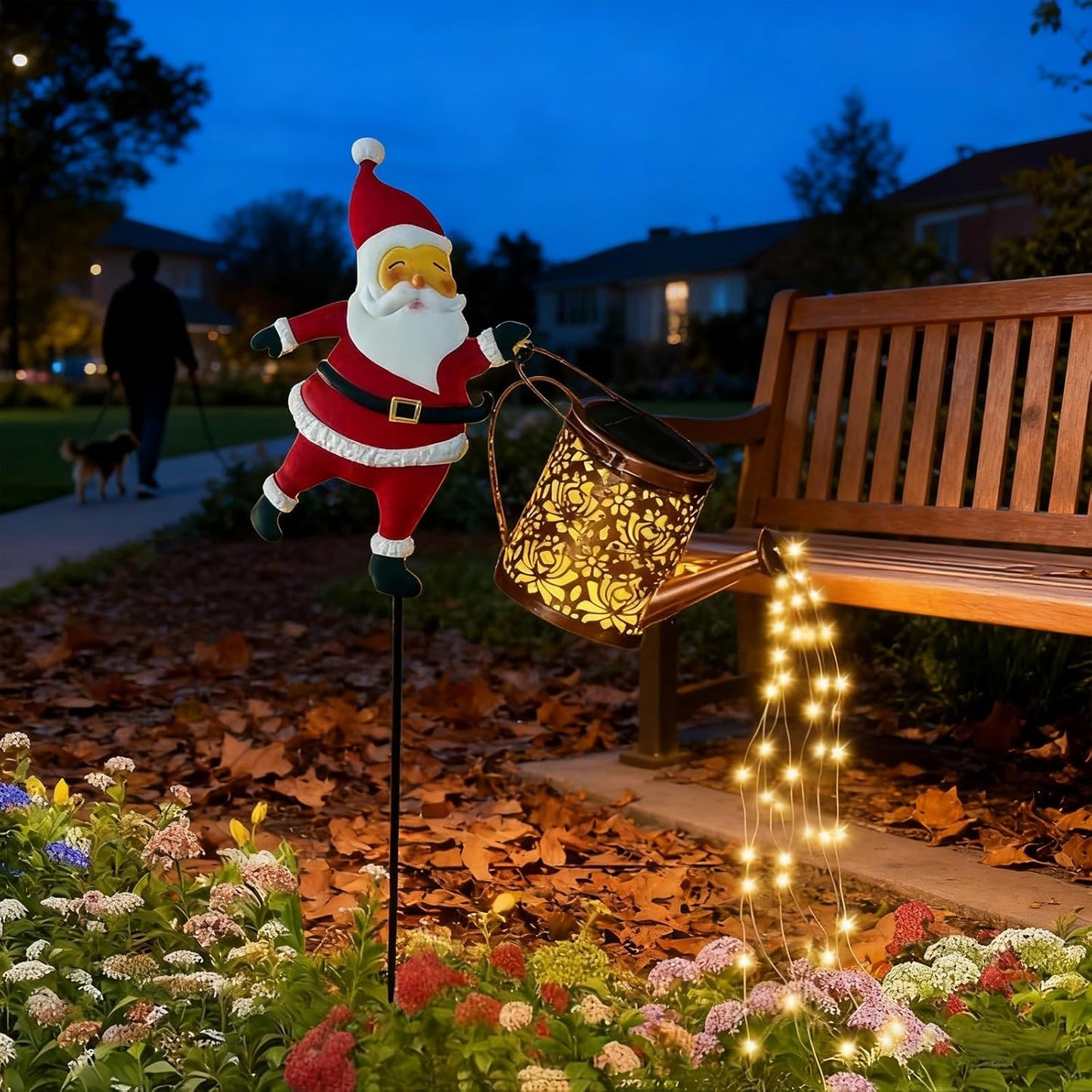SolarSanta - Solar-Weihnachtsmann mit Lichterkette — Herzerwärmende LED-Lichterkaskade