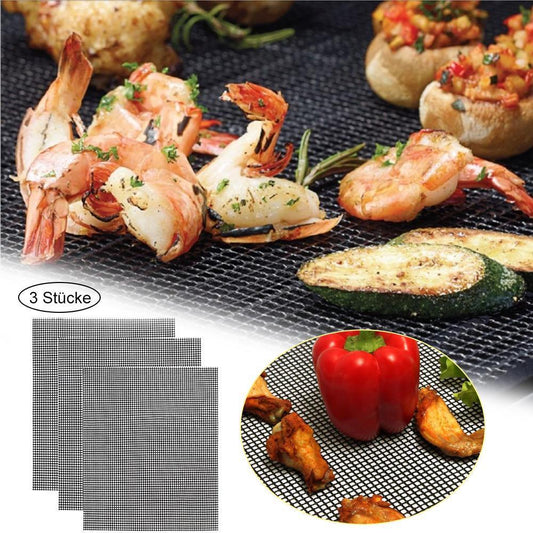 Gluschwein - Teflon Netz Grillmatte antihaft wiederverwendbar, eckig 33x40 cm, 1/3 pc