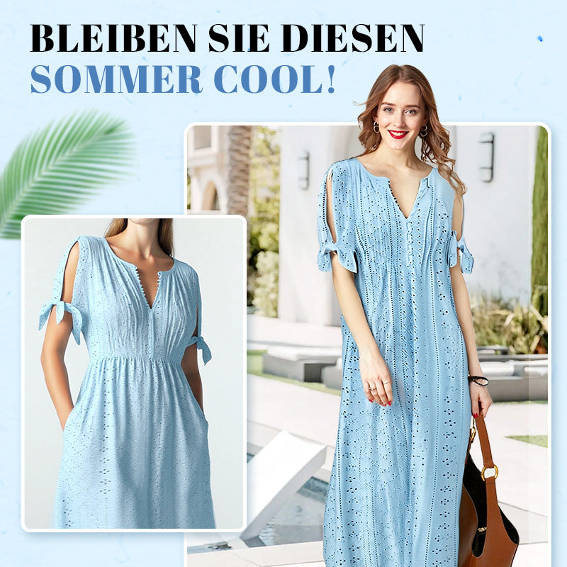 Gluschwein - 👗 50% RABATT! ⏰ Elegantes V-Ausschnitt-Kleid mit dezenten Cut-Outs für Damen – Figurumschmeichelnd, luftig & perfekt für Sommerpartys und besondere Anlässe 💃