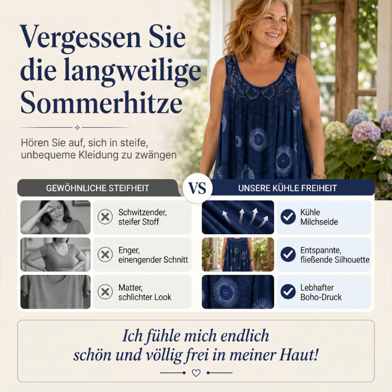 💥Kaufen Sie 2 versandkostenfrei💥Damen-Sommerkleid mit O-Ausschnitt und ärmellosem Print