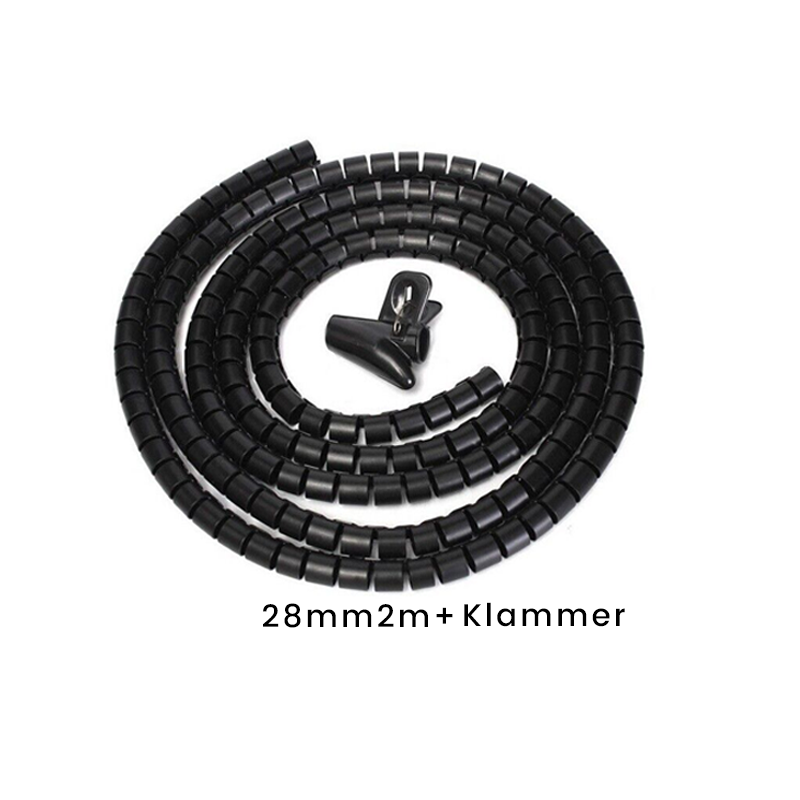 Gluschwein - Anti-Biss-Kabelbinder für Kabel-Organizer Schwarz (2M + Klammer) 28 MM