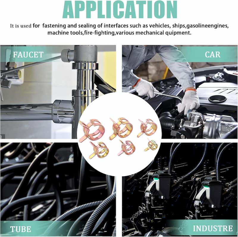 SpringClamp - Set mit 100 elastischen Metallklemmen für Schläuche – Durchmesser 6–22 mm