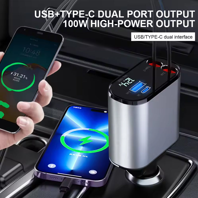 Chargeur rapide pour voiture rétractable 