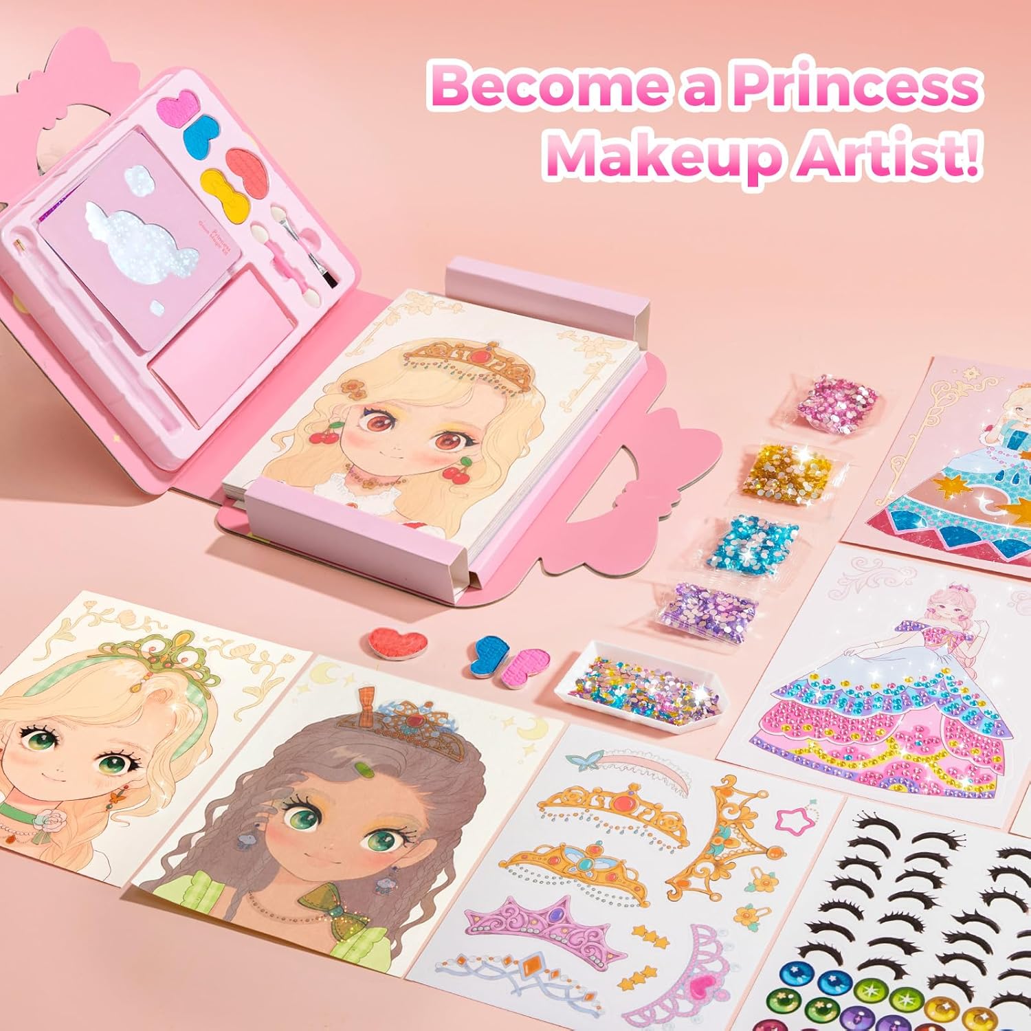 Gluschwein - Princess Art Studio - 4-in-1-Prinzessinnen-Kunststudio | Bastelbuch mit Make-up, Schmucksteinen und Folie