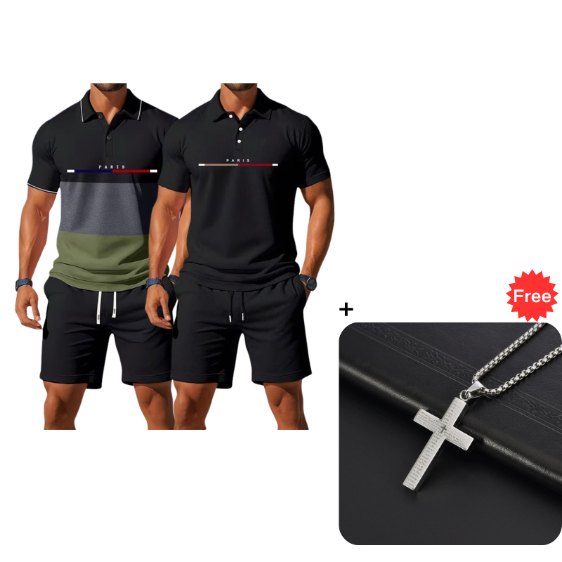 👕 2-teiliges Sommer-Set für Herren – Polo-Shirt & Shorts, atmungsaktiv, bequem & vielseitig für Sport, Alltag & Freizeit ☀️🏌️