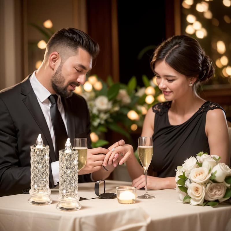 HugluCandle - LED Kristall-Kerzenlichter — Funkelnde & romantische Tischbeleuchtung [4er-Set]