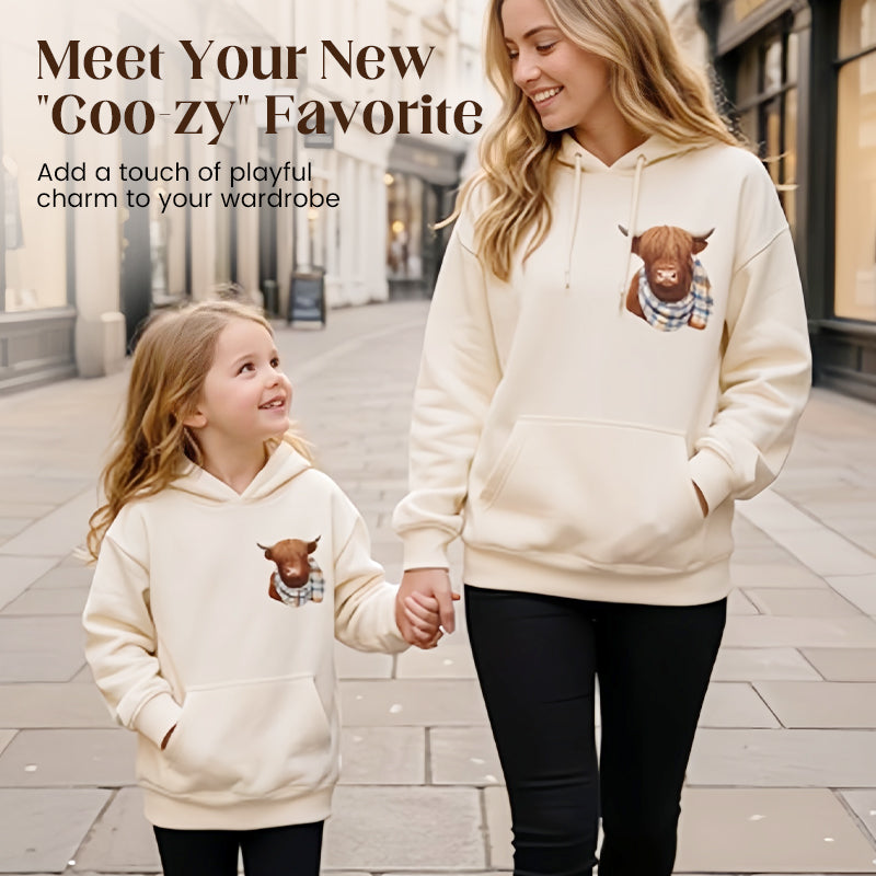 Gluschwein - 🐮 50 % RABATT!!🎁 Niedliches, kuscheliges Kapuzensweatshirt mit Fleecefutter und Highland-Kuh-Motiv