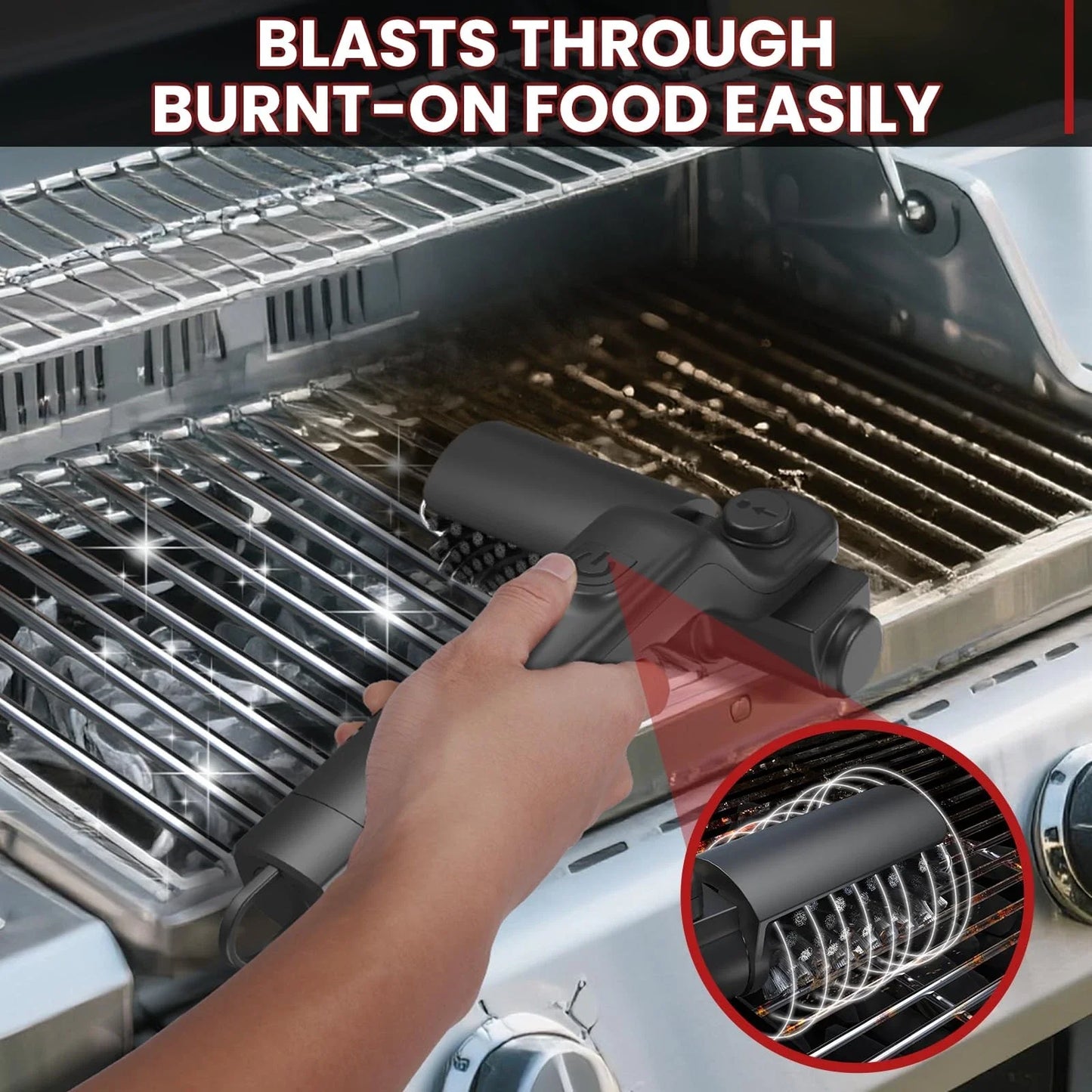Gluschwein - Electric BBQ Grill Brush - So reinigen Sie Ihren Grill am effektivsten | Kabellos und wiederaufladbar