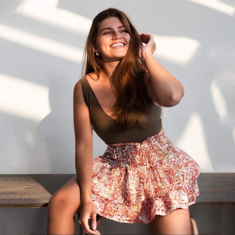 Gluschwein - 😍LAST DAY PROMOTION - 49%OFF💕Lightweight Slimming Floral Ruffle Tiered Skirt✨