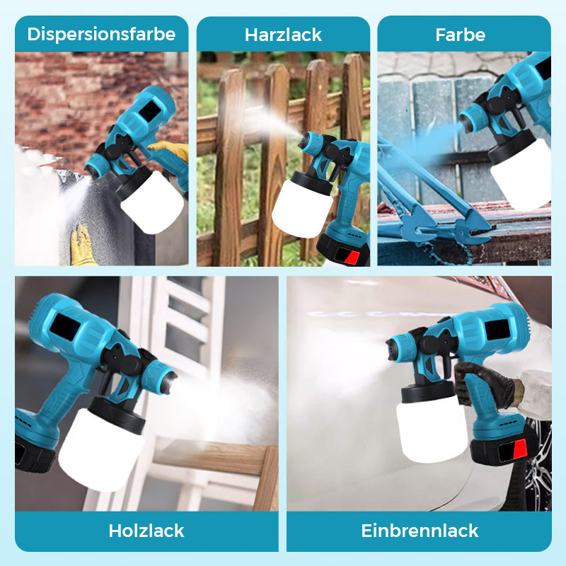 🔥Kabellose elektrische Spritzpistole ⚡ 800 ml/Minute für ununterbrochenes Sprühen 💪 Wiederaufladbar, kabellos, Sprühen in jedem Winkel ohne Auslaufen. Ideal für Möbel, Zäune und Wände 🏠