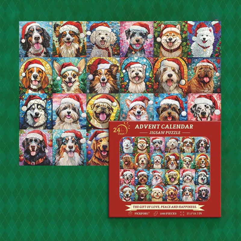 Puzzle Calendrier de l'Avent Joyeux Noël pour chiens