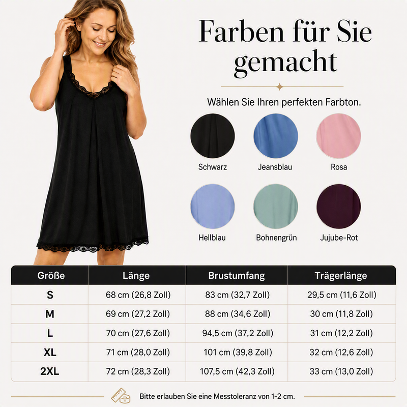 👗🌙 50% RABATT! Damen Spitzen-V-Ausschnitt Nachthemd – Lockeres Modal Unterkleid – Bequem, atmungsaktiv & perfekt für erholsamen Schlaf ✨