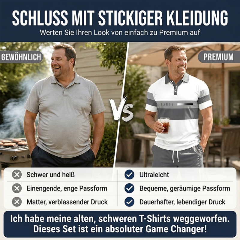 Gluschwein - 👕 2-teiliges Hemd- & Shorts-Set für Herren – bequem, atmungsaktiv & vielseitig für Sommer, Freizeit & Reisen ☀️🩳