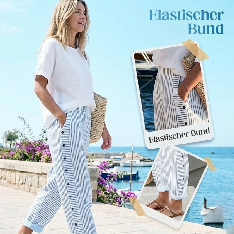 Gluschwein - 🔥Solange der Vorrat reicht 40 % Rabatt!🎉Bequeme blau gestreifte Hose mit Seitentaschen