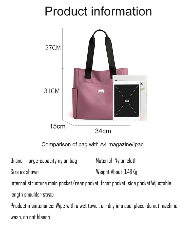 Nylon-Schultertasche mit großem Fassungsvermögen – wasserabweisend mit mehreren Taschen