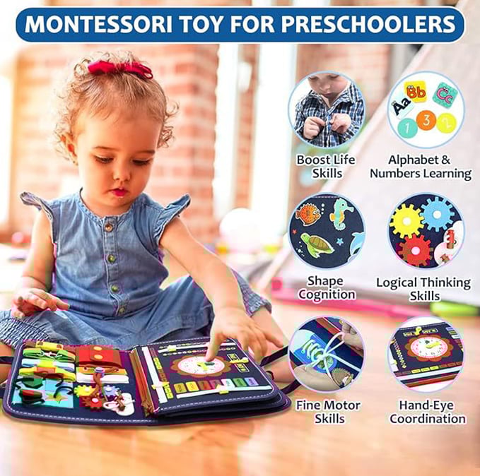 Tablero sensorial: juguete de actividad Montessori para el desarrollo motor de los niños 