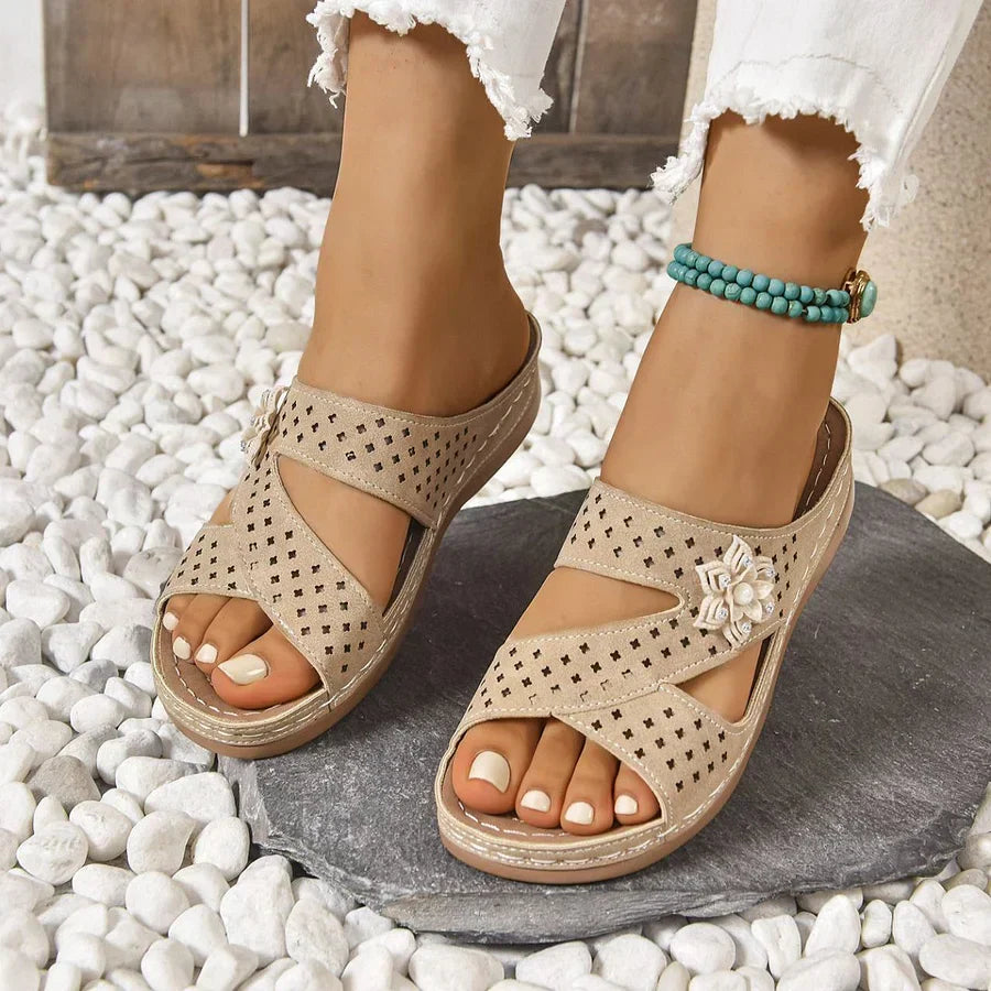 Kristine - Orthopädisch Blume Lässig Keilabsatz Sandalen