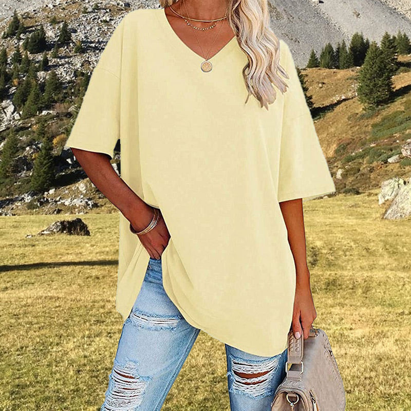 📢📢40 % RABATT !! ⏰Lässiges, locker sitzendes Damen-T-Shirt mit V-Ausschnitt