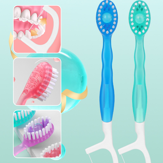Mini-Zahnbürste 5-in-1-Werkzeug (Zahnpasta + Zahnseide + Zahnstocher + Zungenreiniger) Tragbares Reiseset
