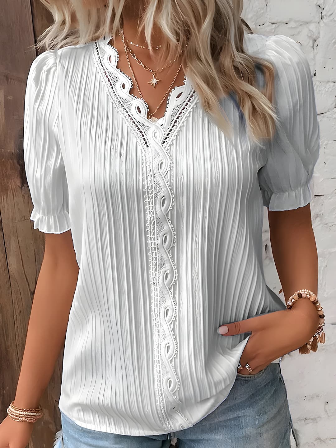 Gluschwein - Dori - Elegante Bluse mit V-Ausschnitt