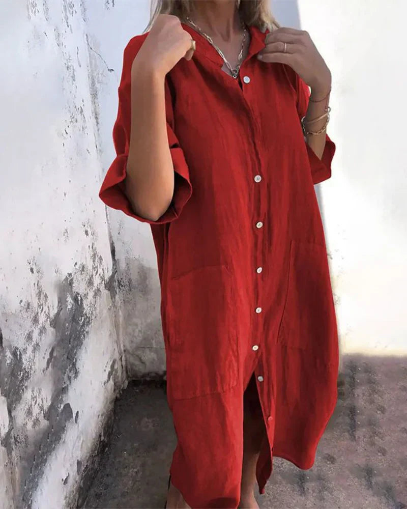 Aguilera – Elegante vestido camisero con botones