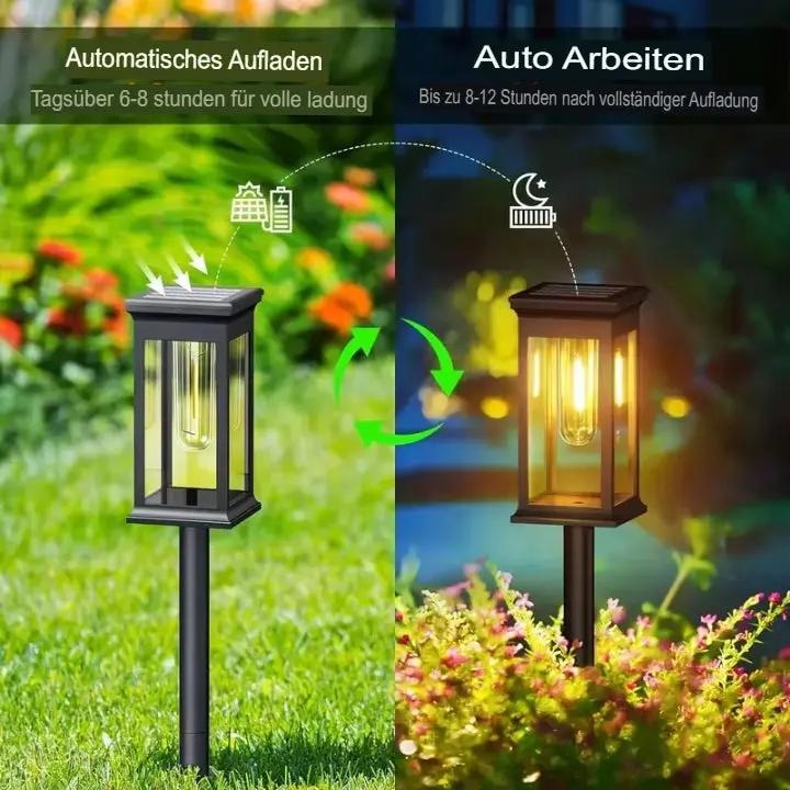 RecaLamp - Solar-Gartenleuchten im Laternenstil – Warmweißes Licht für Wege & Beete [2er-Set]