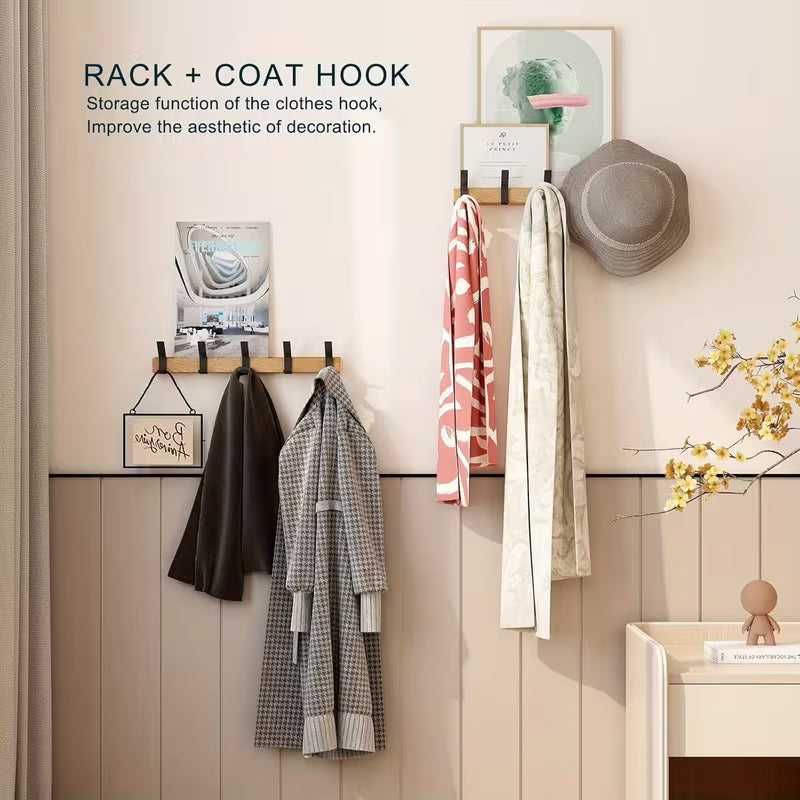 Gluschwein - Hanger Shelve - Wandgarderobe mit 5 Doppelhaken – Holz & Aluminium
