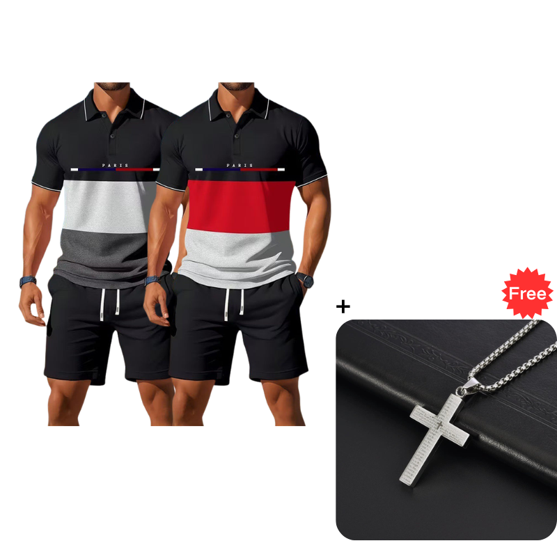 👕 2-teiliges Sommer-Set für Herren – Polo-Shirt & Shorts, atmungsaktiv, bequem & vielseitig für Sport, Alltag & Freizeit ☀️🏌️