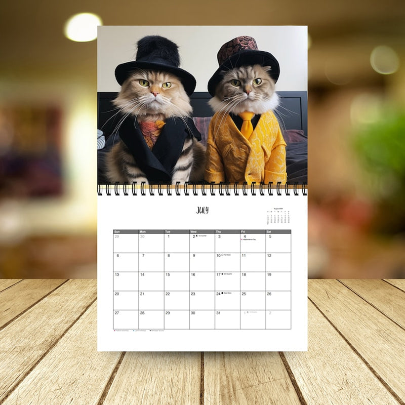 Gluschwein - 2025 Stilvoller Katzenkalender/Geschenk für Katzenliebhaber