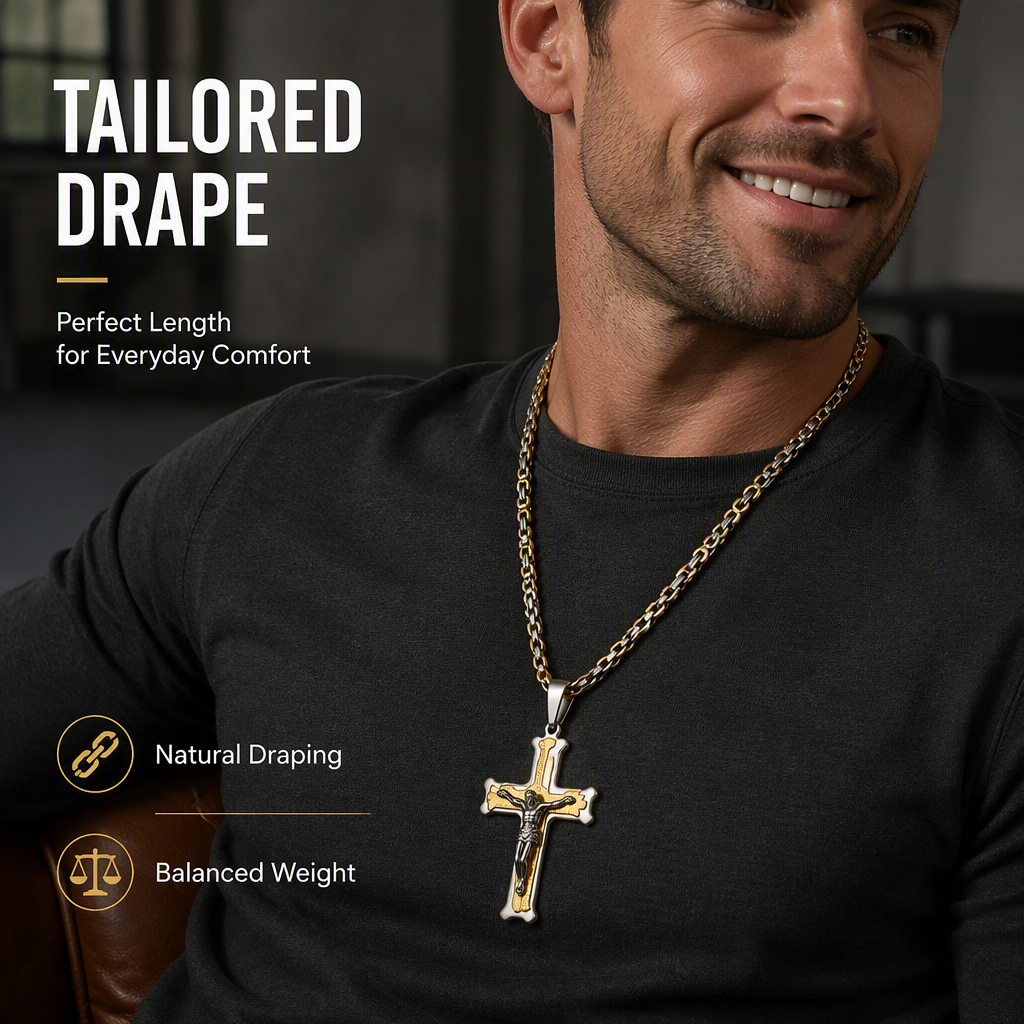 ✝️50 % RABATT⏰ Edelstahl‑Kruzifix‑Halskette, stilvolles Schmuckstück für Geschenk & Alltag