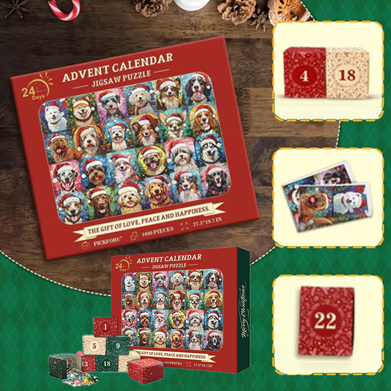 Puzzle Calendrier de l'Avent Joyeux Noël pour chiens