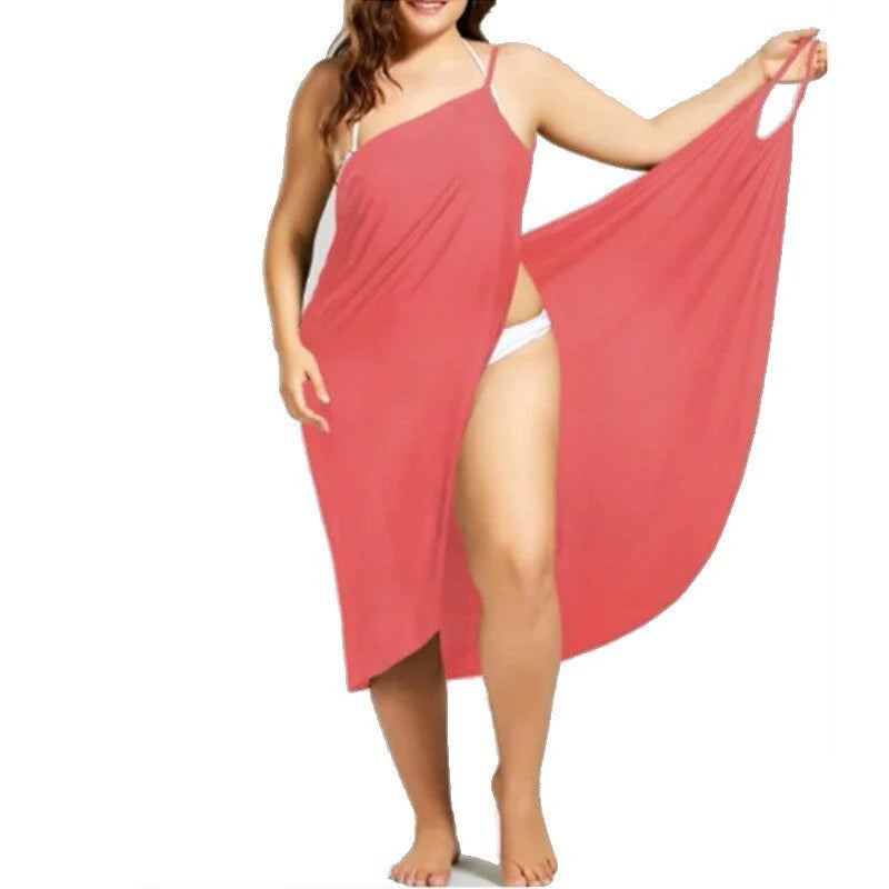 Gluschwein - Einfarbiges Ärmelloses Sexy Strandkleid Rot