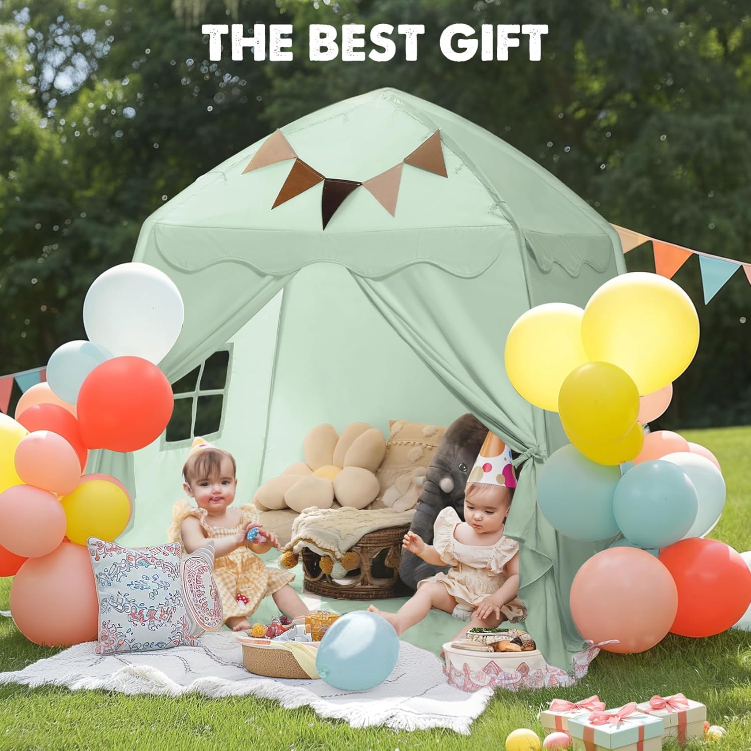 Gluschwein - Kids Play Tent - Spielzelt mit Sternenlichtern und Fähnchen