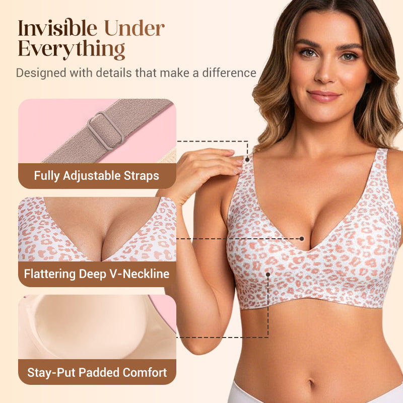 💜💜Jelly Wireless Damen Komfortable kabellose Push-up-BHs, nahtlose T-Shirt-BHs, BHs mit tiefem V-Ausschnitt für jeden Tag