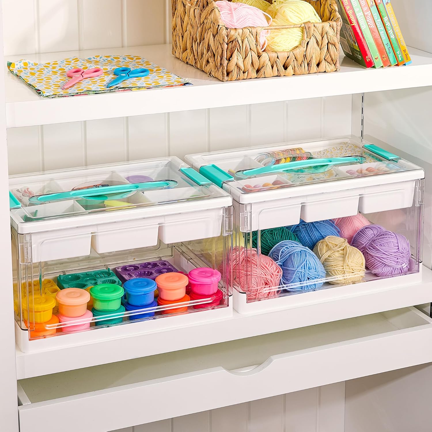 Clear Organizers - Aufbewahrungsbox mit herausnehmbaren Fächern und Trennwänden | Ideal zum Ordnen von Malutensilien, Spielzeug, Bastelbedarf usw