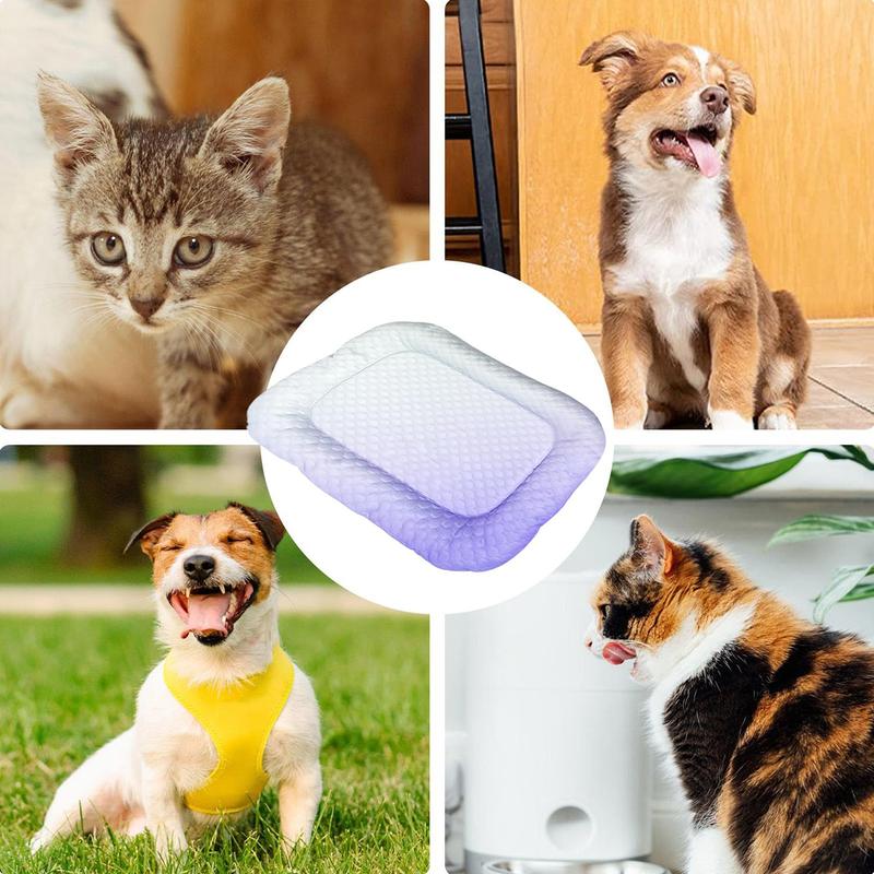 Gluschwein - 🐶🐱❄️ Kühlende Haustiermatte für Hunde und Katzen – Sommerliche Kühldecke aus Eisseide in Farbverläufen, atmungsaktives, weiches Schlafkissen für drinnen, Sofa und Auto, waschbar, verschiedene Größen erhältlich