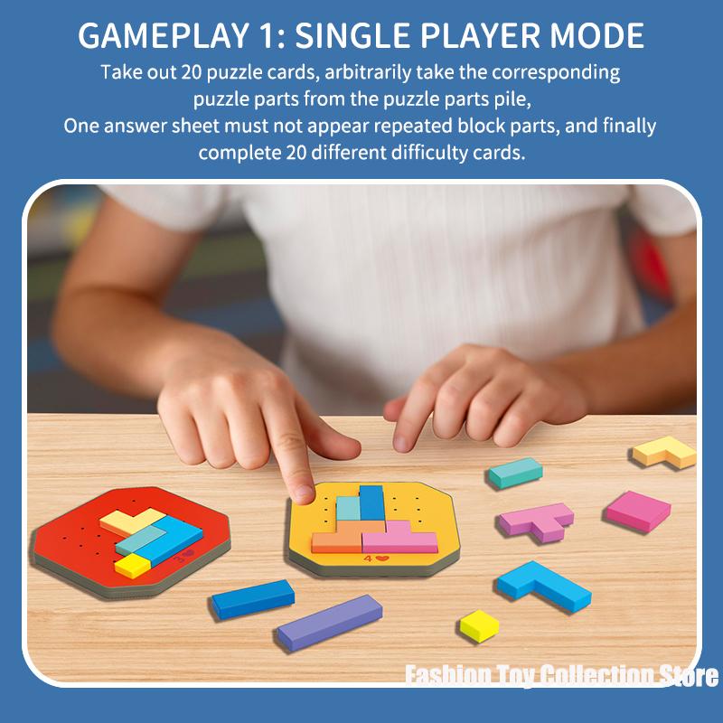 Shape Puzzles - Logik-Puzzlespiel mit 108 bunten Teilen und 20 Aufgabenkarten
