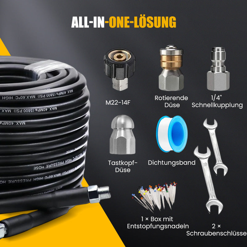 Gluschwein - 🚿 50% RABATT! ⚡ Reinigungsset für Abwasserkanäle 5800 PSI – Rotierende Düse, Verstärkter Schlauch & Effektive Rohrreinigung 🛠️ Kostenloser Versand
