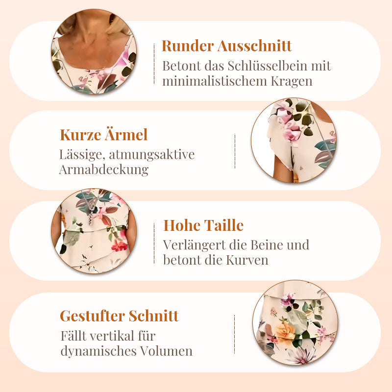 Gluschwein - Kaskadenkleid mit Blumenmuster und mehreren Pflanzen