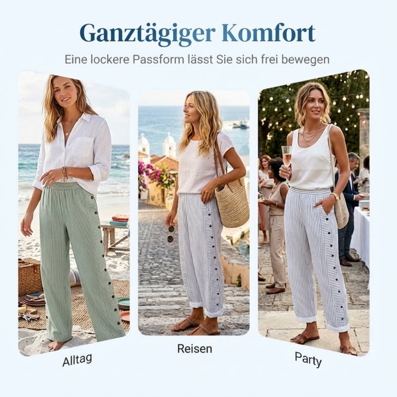 Gluschwein - 🔥Solange der Vorrat reicht 40 % Rabatt!🎉Bequeme blau gestreifte Hose mit Seitentaschen