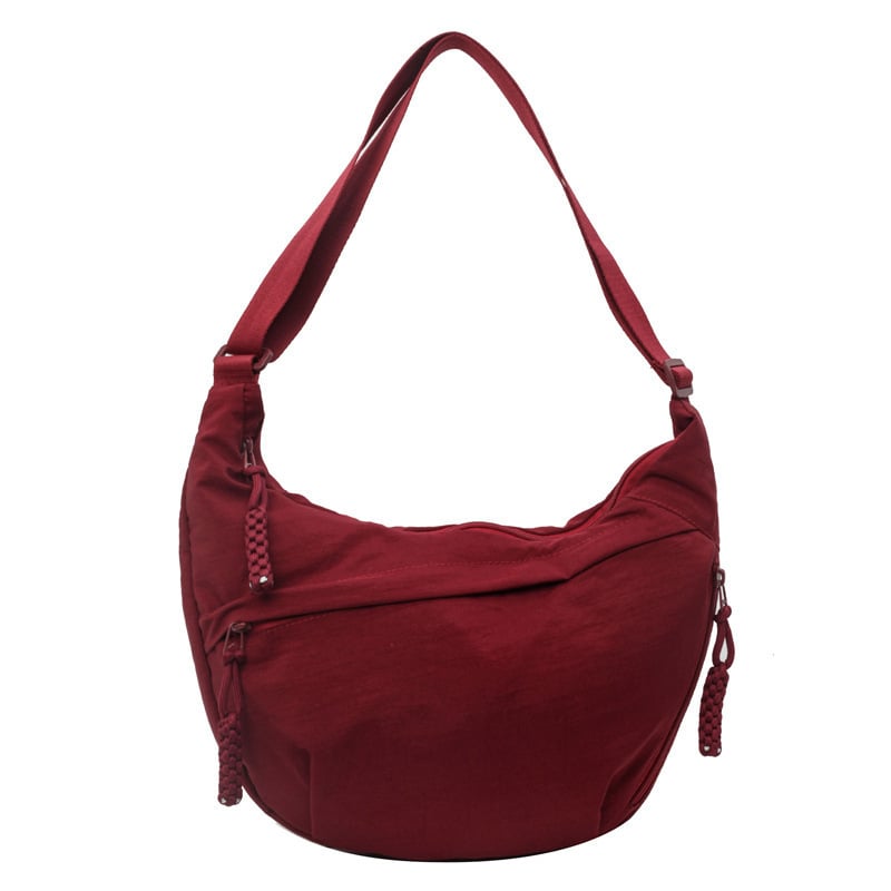 Einfarbig Nylon Crossbody Hobo Tasche